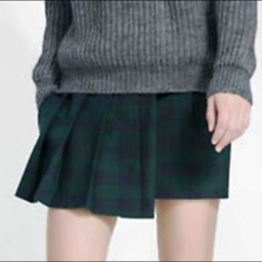 Zara Pleated Plaid Mini Skirt
